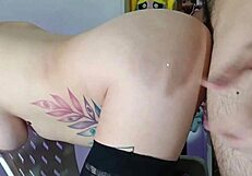 Milf bends over garden fence for rough big black cock doggystyle pounding