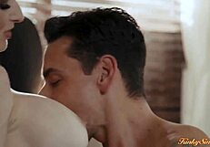 my best friend's busty wife moans as i fuck her shaved pussy deep