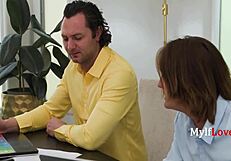 Bitch CEO blackmailed into rough MMF threesome pussy fucking