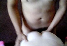 my stepbrother and i team up with this short big-titted white girl for some fun