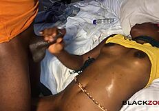 Redhead's juicy pussy drips wet in close-up bedroom rip.