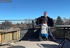 Dickflash Roof Quickie: Little Redhead Slut Handjob Blowjob While Boyfriend Waits Bigmax8inch