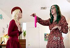 my slutty teen stepsis gets fucked right under stepmom's nose