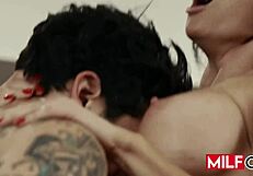 Sexy Big Tit Brunette Milf Seduces Neighbor Sucks His Monster Cock Dry