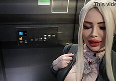 stranger's mouth fucked hard in elevator! public quickie with housemate