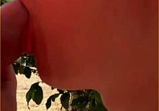 Hot amateur housewife sneaks outside for amazing public blowjob on hubby's cock