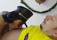 Wife's christmas surprise deepthroats husband's big cock then takes intense doggystyle pounding speechless