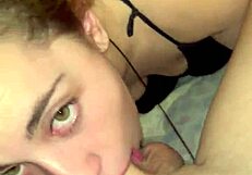 SLOPPY FACEFUCK leaves BLONDE TEEN GAGGING on DADDY CUMSHOT