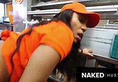 Sir, want juicy pussy with your wild fast food order in public?