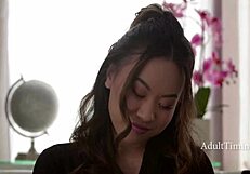 TINY ASIAN GIRL SQUIRTS WITH BLONDE GROUP IN MESSY ORGY