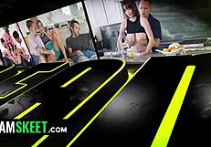 Stepsons Fail Classes, Teachers Reward with Taboo Classroom Group Fuck Lessons!