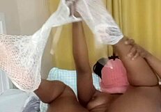 Curvy black milf whore spreads wet pussy lips for teasing display