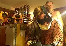 Blindfolded Bound Augusta Chokes Gags Bent Over Doggystyle Submissive Wife