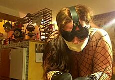 Blindfolded Bound Augusta Chokes Gags Bent Over Doggystyle Submissive Wife