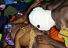 ghetto black teen slut bends for young stud's rough pussy pounding