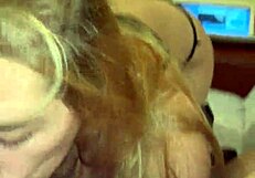 SLOPPY FACEFUCK leaves BLONDE TEEN GAGGING on DADDY CUMSHOT