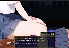 Green haired Femuzero smothers face in dominant sitting tease