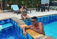 Silvana Lee tempts fitness stud with her huge tits big ass and wet pussy right in the pool