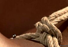 Bound ebony slave hogtied anal hooked spanked and choked rough