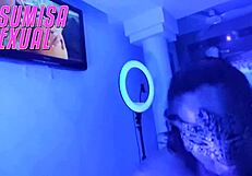 Gagging deepthroat choke makes her tits bounce wet