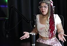 Intrigued by her allure she teases with kisses and blowjob tasting sweet milk from sofie lollipop transsexual in sheer red