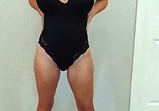 Black Bodysuit Black Heels Tease Try On Seduction