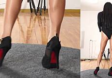 Asian Dancer Twirls Seductively in Sheer Pantyhose Leotard