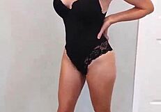 Black Bodysuit Black Heels Tease Try On Seduction