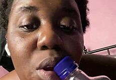 damn blame the drinks this drunk ebony bitch gets bottle fucked in tight wet pussy creampie 😩💦