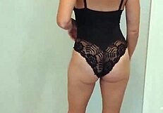 Black Bodysuit Black Heels Tease Try On Seduction