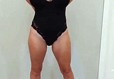 Black Bodysuit Black Heels Tease Try On Seduction