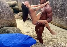 bbc pounds young beach pussies hard in amateur interracial outdoor fun