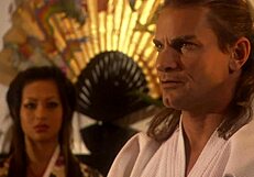 gianna lynn strokes massive cock in heels fantasizing samurai facial cumshot