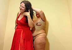 Two fat ass mature lesbians insert panties in hairy pussies