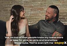 inked brunette cutie rides cowgirl then gets her shaved pussy licked and cummed on 😍💦