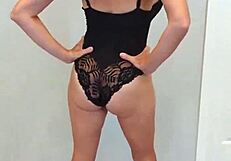 Black Bodysuit Black Heels Tease Try On Seduction