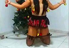 bound christmas slave gags on cock humiliated like a tied whore