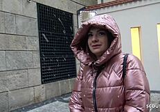 I seduced cute german teen mila for outdoor snow sex cash casting pickup