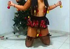 bound christmas slave gags on cock humiliated like a tied whore