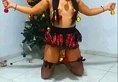 bound christmas slave gags on cock humiliated like a tied whore