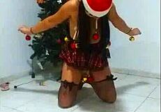 bound christmas slave gags on cock humiliated like a tied whore