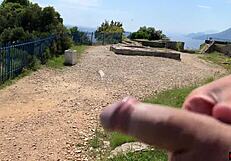 Curious Girl Overcomes Fear to Stroke My Huge Public Beach Cock