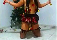 bound christmas slave gags on cock humiliated like a tied whore