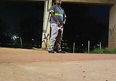 Curious about a uniformed black beauty's street masturbation fetish play?