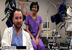 i'm the freshman shaking as nurse jackie banes forces hitachi vibrator deep on my pussy till i squirt orgasm