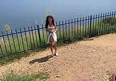 Curious Girl Overcomes Fear to Stroke My Huge Public Beach Cock