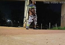 Curious about a uniformed black beauty's street masturbation fetish play?