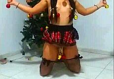 bound christmas slave gags on cock humiliated like a tied whore