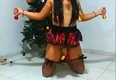 bound christmas slave gags on cock humiliated like a tied whore