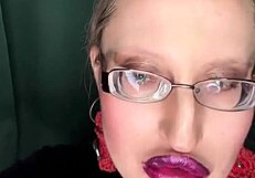 sissy lips meet mine through glossy lipstick in those sheer panties?